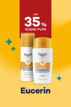 Protetores Solares da marca Eucerin com destaque promocional de at&eacute; 35% sobre pre&ccedil;o de Venda ao P&uacute;blico Recomendado